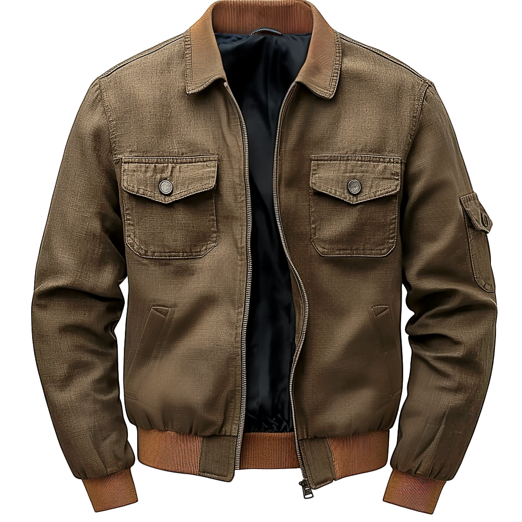 Linen Bomber Jacket Men Light Weight