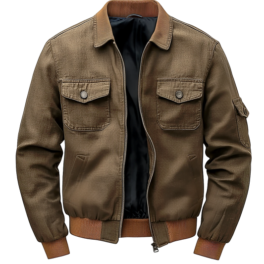 Linen Bomber Jacket Men Light Weight