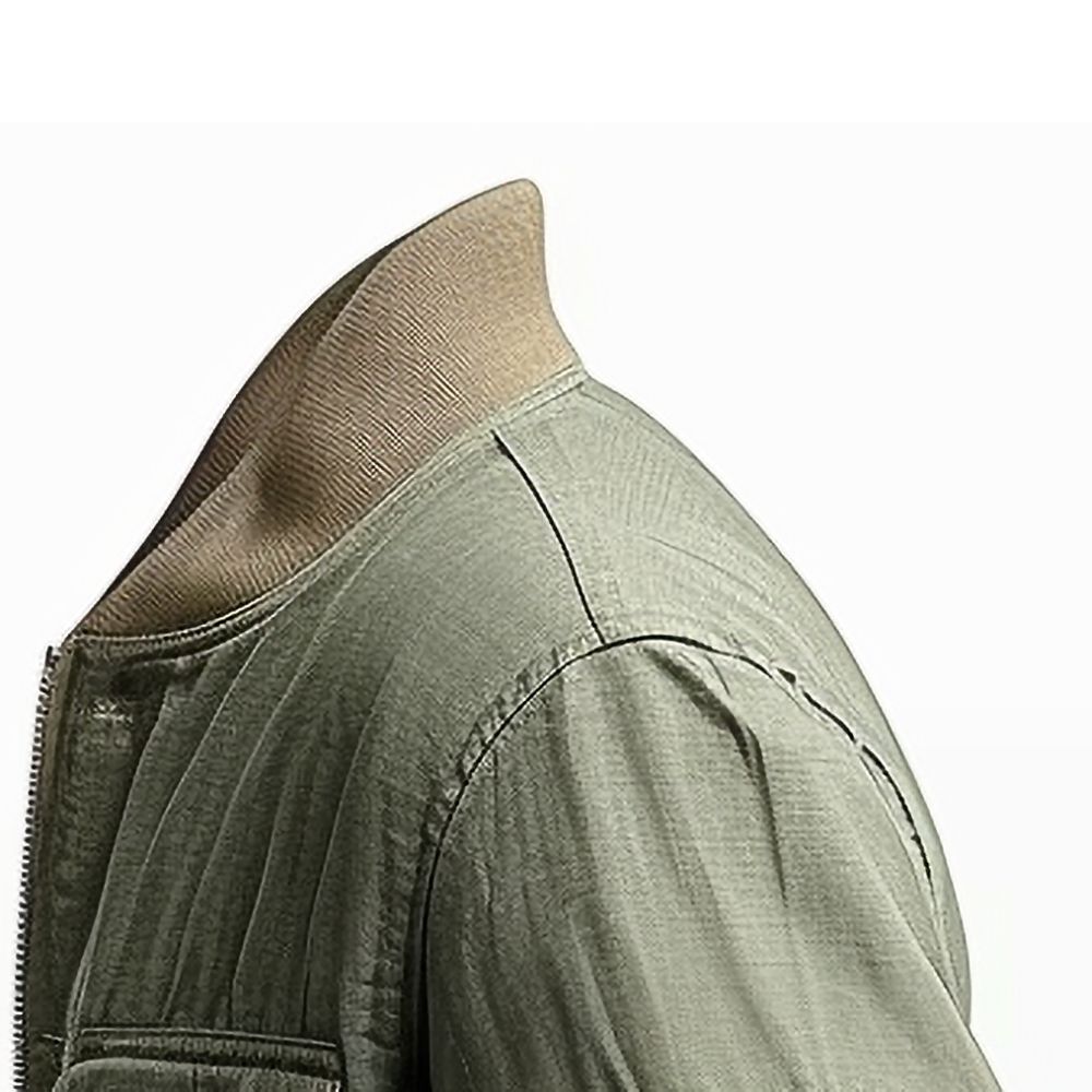 Linen Bomber Jacket Men Light Weight Green