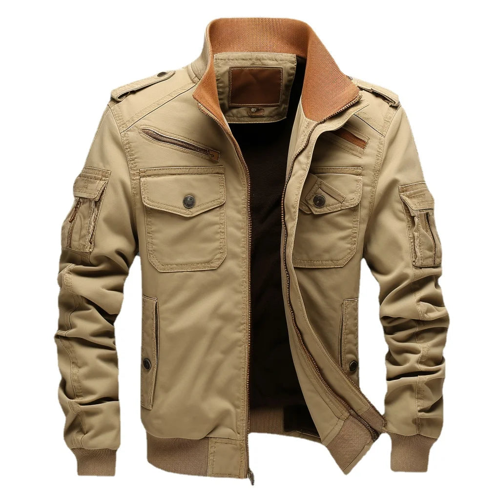 Men's Vintage Military Cargo Jackets Cotton Army Bomber Jacket