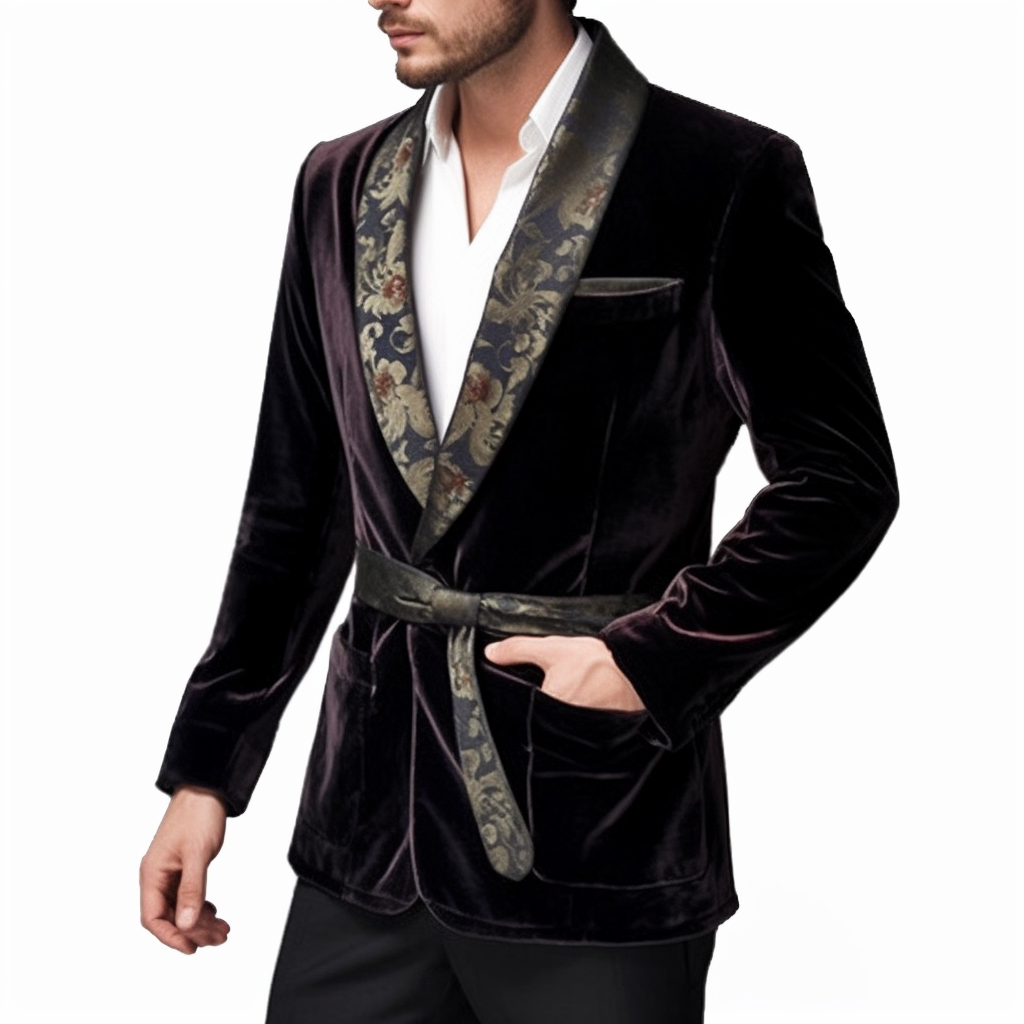 Vintage Velvet Smoking Jacket Men