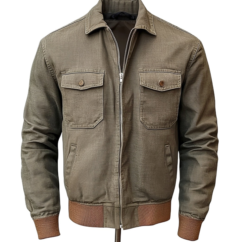 Linen Bomber Jacket Men Light Weight