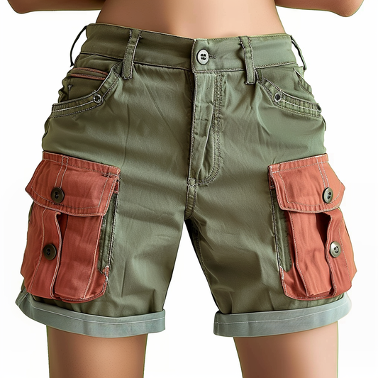 Green Cargo Shorts Womens