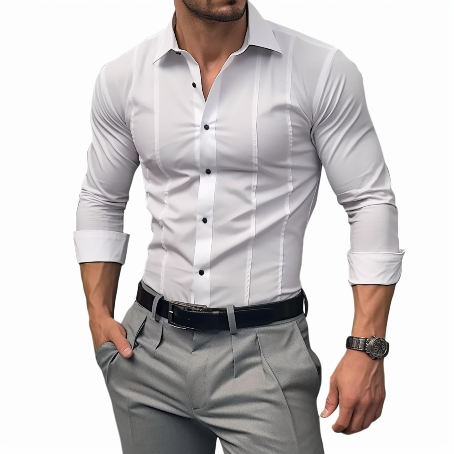 Men's Vintage Dress Shirts for Men Slim Fit