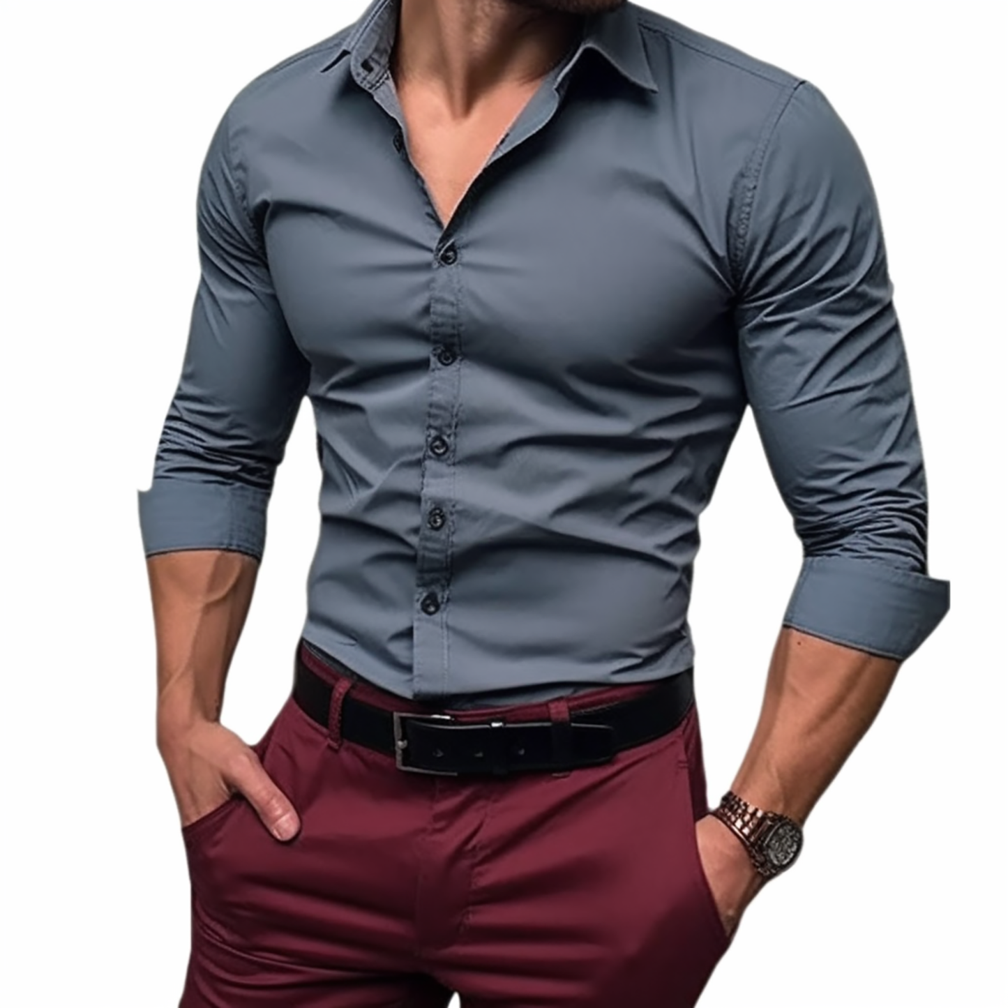 Men's Vintage Dress Shirts for Men Slim Fit